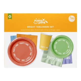 Pukka Party Bright Party Time Tableware Set, 116 Pieces