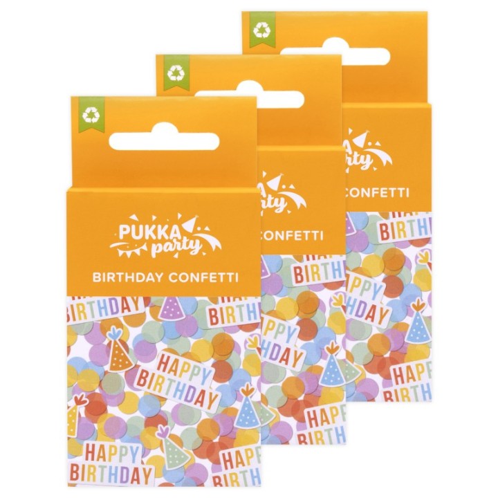Pukka Party Bright Card & Tissue Birthday Confetti, 3 Packs