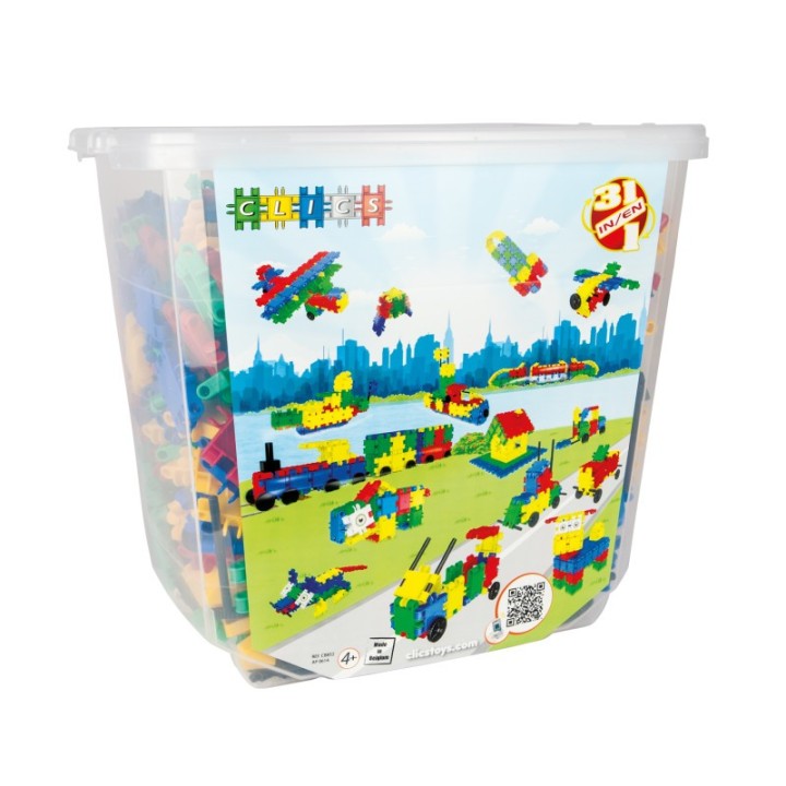 Clics Toys Clics Building Blocks Bucket, 850 Pieces