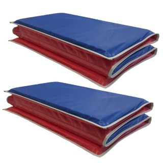 KinderMats® Basic Mat, 1in Thick, Red/Blue with Gray Binding, Pack of 2