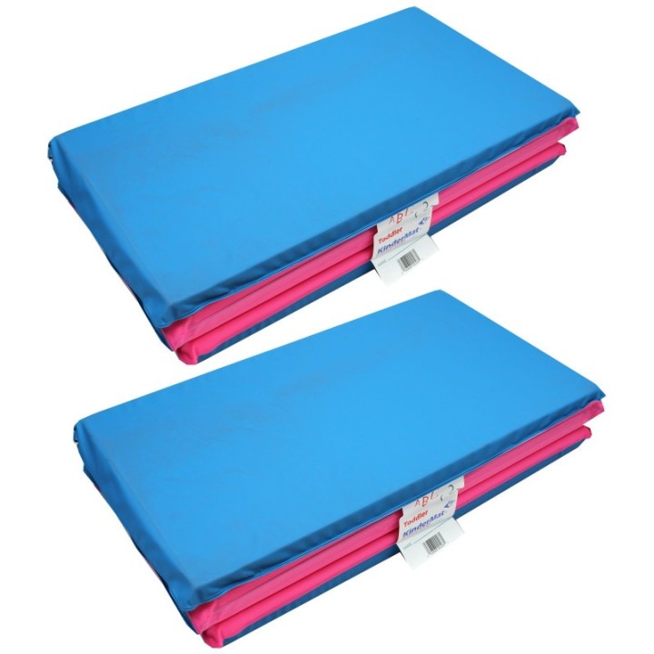 KinderMats® Toddler KinderMat w/Pillow Section, 3/4" thick, Blue/Pink, Pack of 2