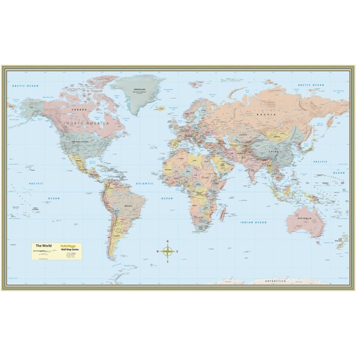 QuickStudy® World Map Laminated Poster, 50" x 32"