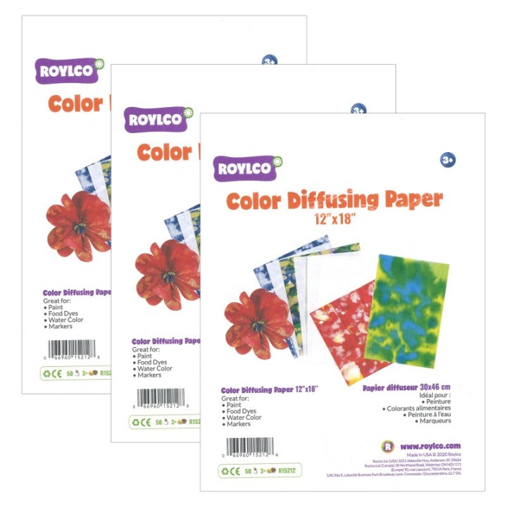 Roylco® Color Diffusing Paper, 12" x 18", 50 Sheets Per Pack, 3 Packs