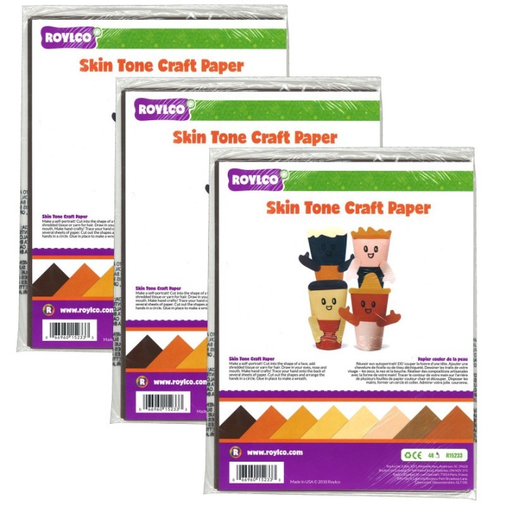 Roylco® Skintone Design Papers™, 48 Sheets Per Pack, 3 Packs