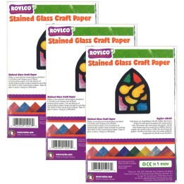 Roylco® Stained Glass Paper, 5-1/2" x 8-1/2", 24 Sheets Per Pack, 3 Packs
