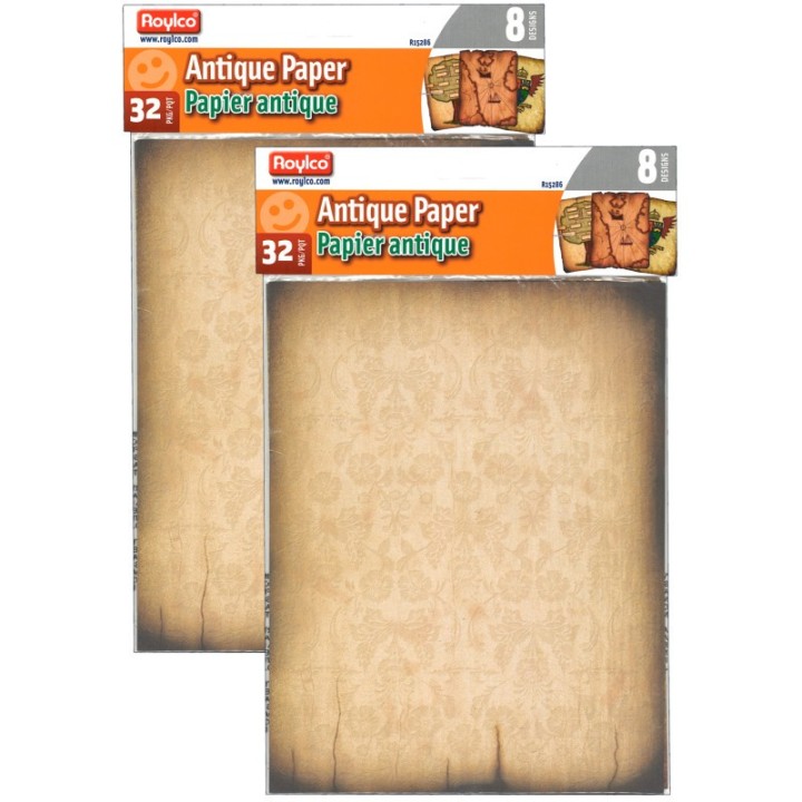 Roylco® Antique Paper, 8-1/2" x 11", 32 Sheets Per Pack, 2 Packs