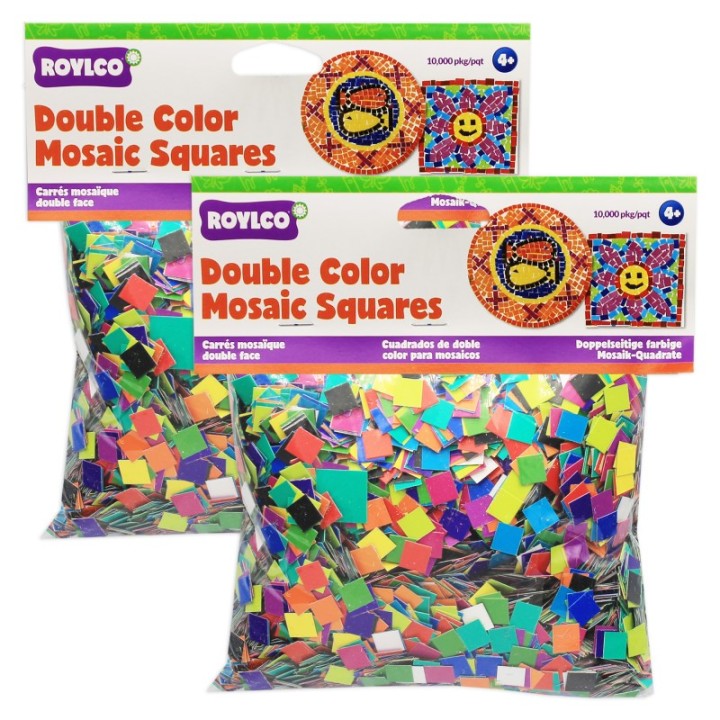 Roylco® Double Color Mosaic Squares, 3/8", 10,000 Per Pack, 2 Packs