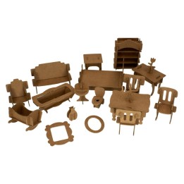 Roylco® Doll House Furniture to Decorate, 18 Furniture Pieces