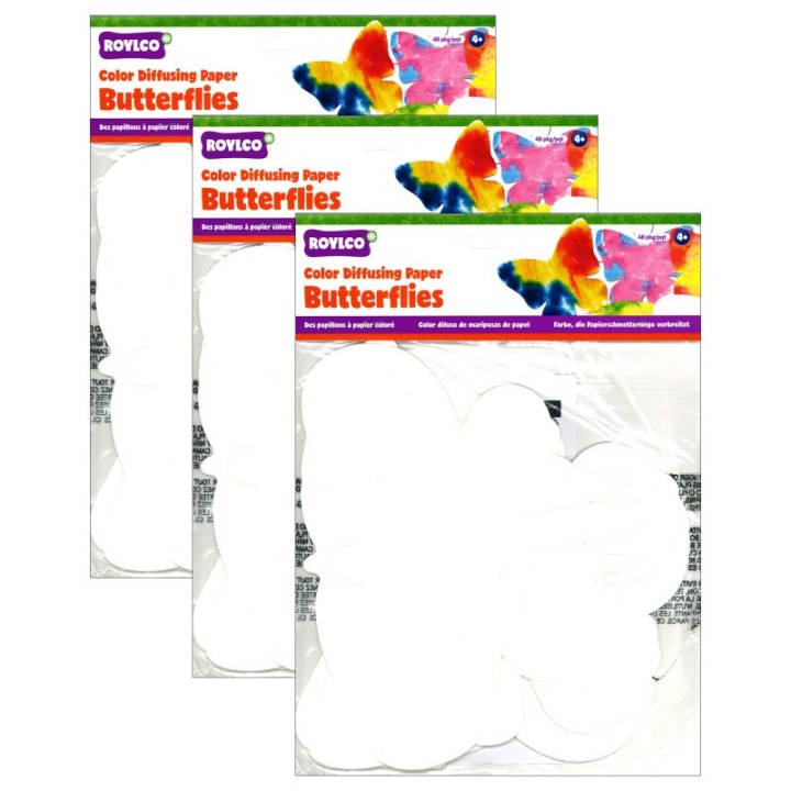 Roylco® Color Diffusing Paper Butterflies, 48 Per Pack, 3 Packs