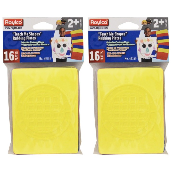 Roylco® Teach Me Shapes: Rubbing Plate Shapes, 16 Per Pack, 2 Packs