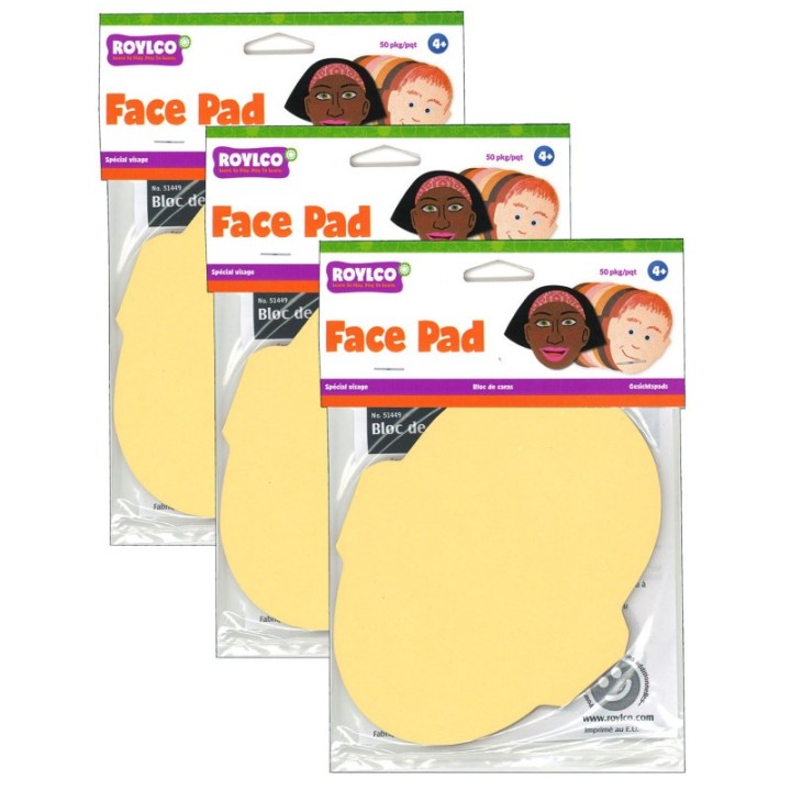 Roylco® Face Pad, 50 Sheets Per Pack, 3 Packs