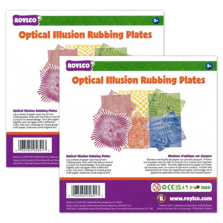 Roylco® Optical Illusion Rubbing Plates, 6 Per Pack, 2 Packs
