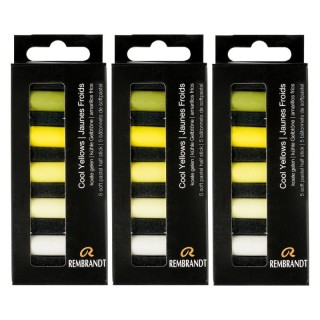 Rembrandt Soft Pastels Micro Sets, Cool Yellows Per Set, 5 Half Sticks, 3 Sets