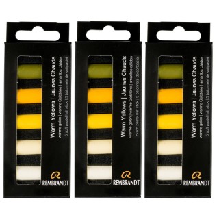 Rembrandt Soft Pastels Micro Sets, Warm Yellows Per Set, 5 Half Sticks, 3 Sets