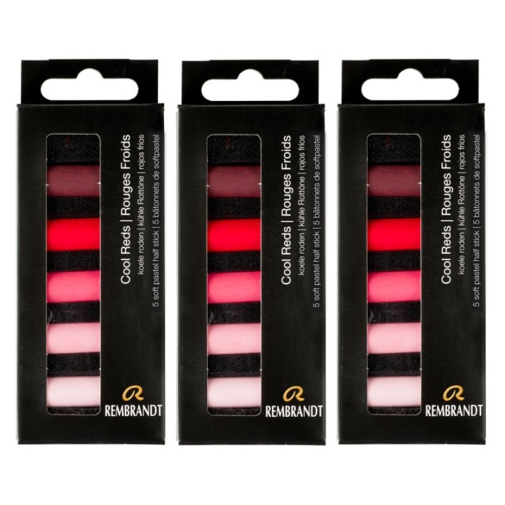 Rembrandt Soft Pastels Micro Sets, Cool Reds Per Set, 5 Half Sticks, 3 Sets