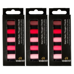 Rembrandt Soft Pastels Micro Sets, Warm Reds Per Set, 5 Half Sticks, 3 Sets