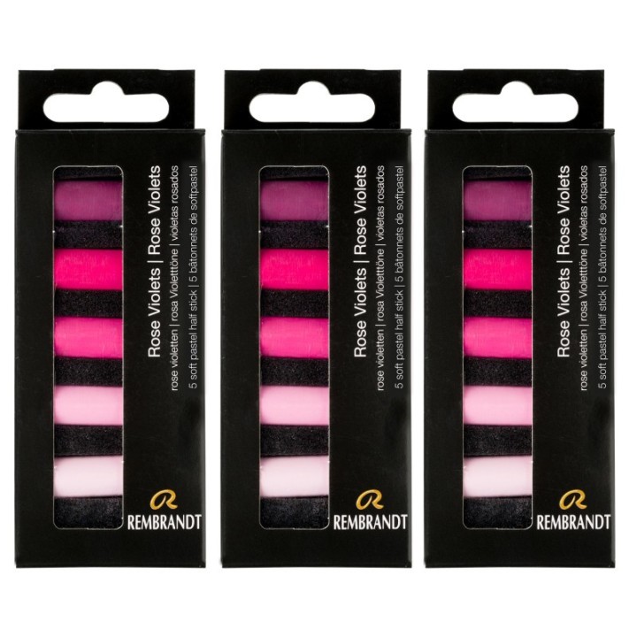 Rembrandt Soft Pastels Micro Sets, Rose Violets Per Set, 5 Half Sticks, 3 Sets