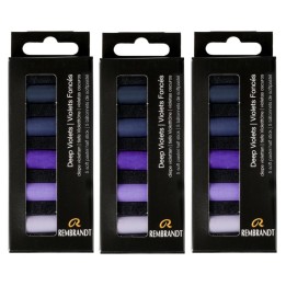 Rembrandt Soft Pastels Micro Sets, Deep Violets Per Set, 5 Half Sticks, 3 Sets