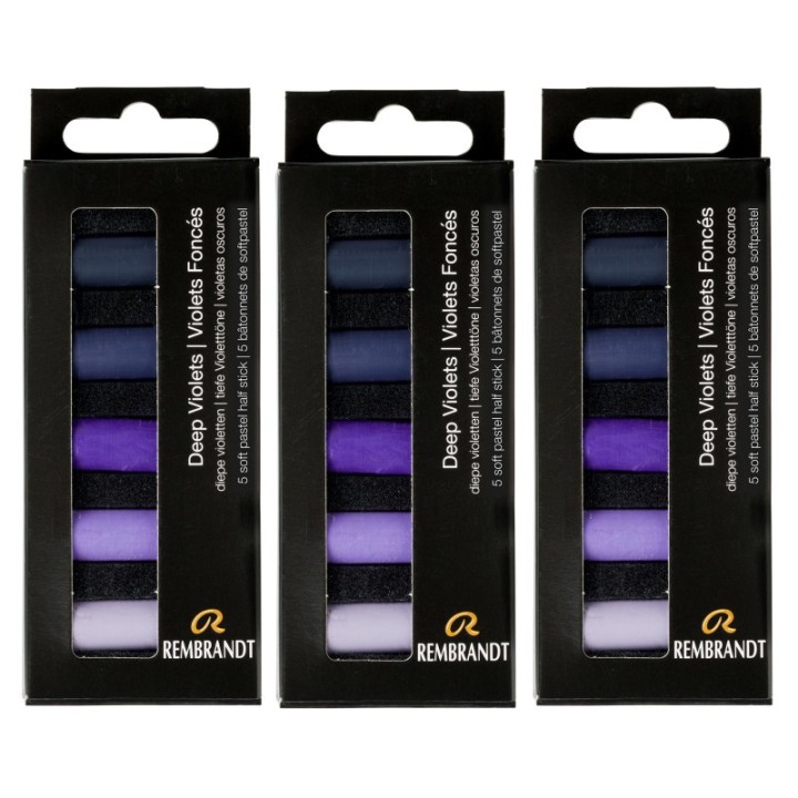Rembrandt Soft Pastels Micro Sets, Deep Violets Per Set, 5 Half Sticks, 3 Sets