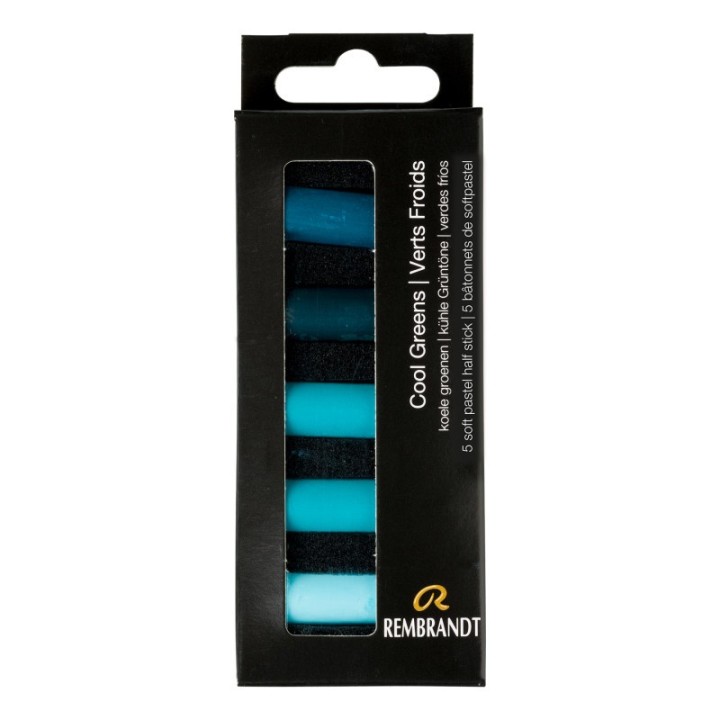 Rembrandt Soft Pastels Micro Sets, 5 Half Sticks, Cool Greens
