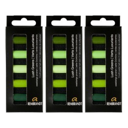 Rembrandt Soft Pastels Micro Sets, Lush Greens Per Set, 5 Half Sticks, 3 Sets