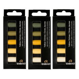 Rembrandt Soft Pastels Micro Sets, Yellow Ochres Per Set, 5 Half Sticks, 3 Sets