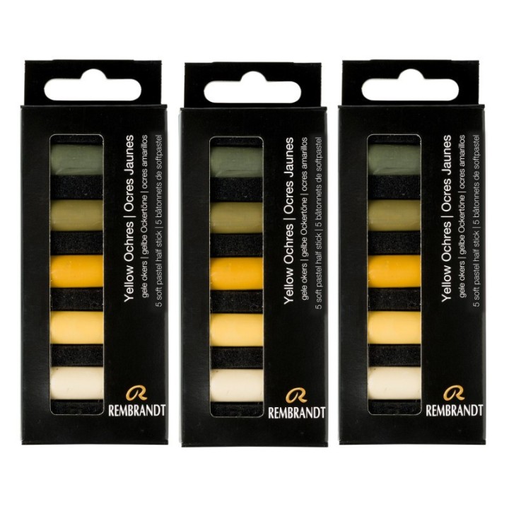 Rembrandt Soft Pastels Micro Sets, Yellow Ochres Per Set, 5 Half Sticks, 3 Sets