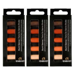 Rembrandt Soft Pastels Micro Sets, Burnt Sienna Per Set, 5 Half Sticks, 3 Sets