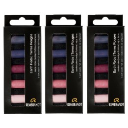 Rembrandt Soft Pastels Micro Sets, Earth Reds Per Set, 5 Half Sticks, 3 Sets
