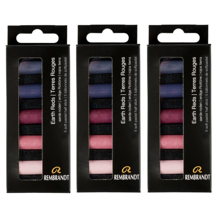 Rembrandt Soft Pastels Micro Sets, Earth Reds Per Set, 5 Half Sticks, 3 Sets