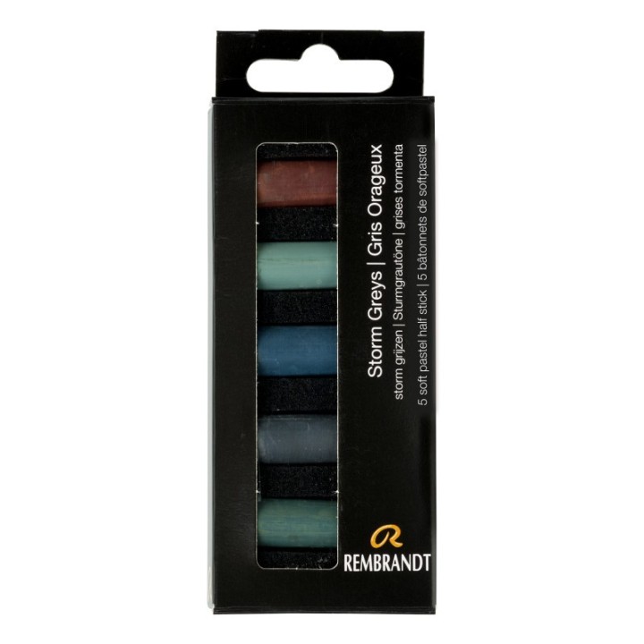 Rembrandt Soft Pastels Micro Sets, 5 Half Sticks, Storm Greys