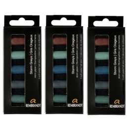 Rembrandt Soft Pastels Micro Sets, Storm Greys Per Set, 5 Half Sticks, 3 Sets
