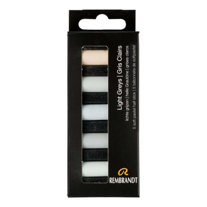 Rembrandt Soft Pastels Micro Sets, 5 Half Sticks, Light Greys