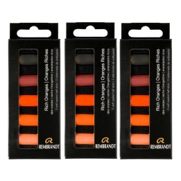 Rembrandt Soft Pastels Micro Sets, Rich Oranges Per Set, 5 Half Sticks, 3 Sets