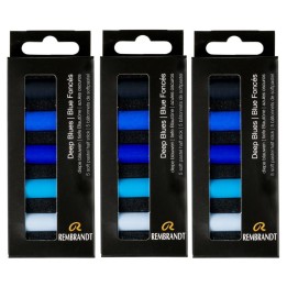 Rembrandt Soft Pastels Micro Sets, Deep Blues Per Set, 5 Half Sticks, 3 Sets