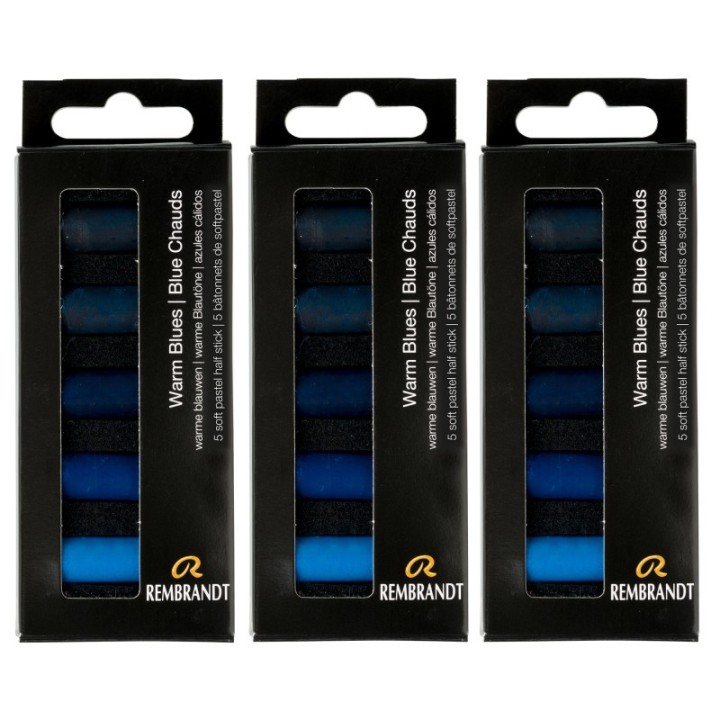 Rembrandt Soft Pastels Micro Sets, Warm Blues Per Set, 5 Half Sticks, 3 Sets