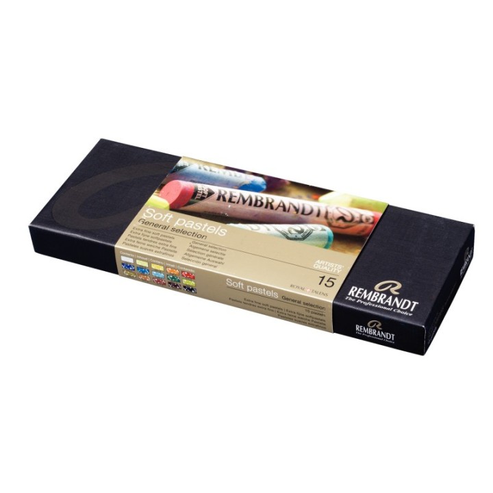 Rembrandt Soft Pastel Cardboard Box Set, General Selection, 15 Full Sticks