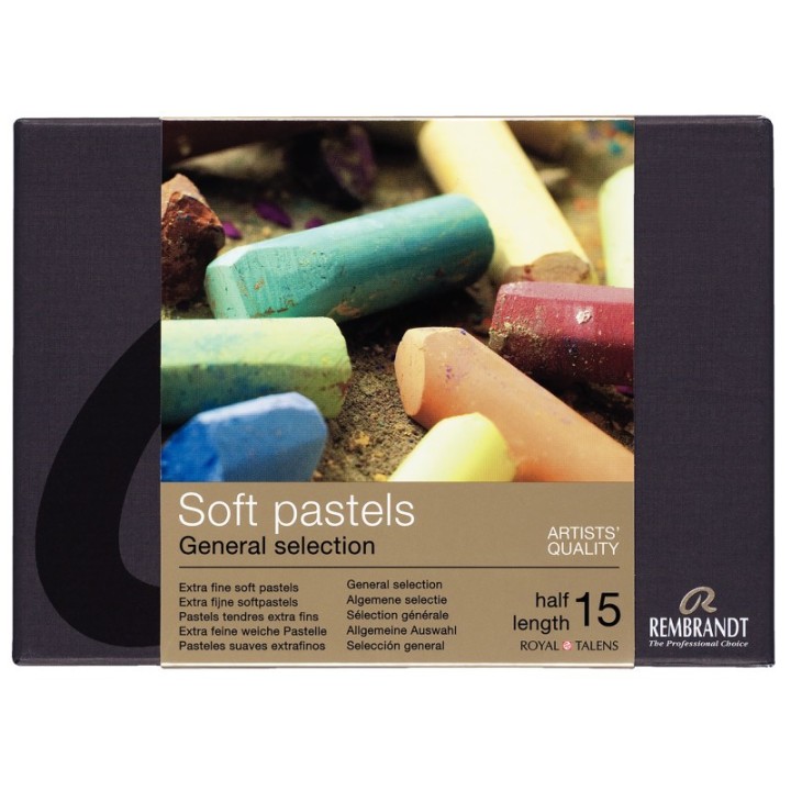 Rembrandt Soft Pastel Cardboard Box Set, General Selection, 15 Half Sticks