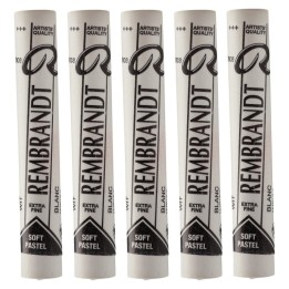 Rembrandt Soft Pastel Single Color Set, White (100.5), 5 Full Sticks
