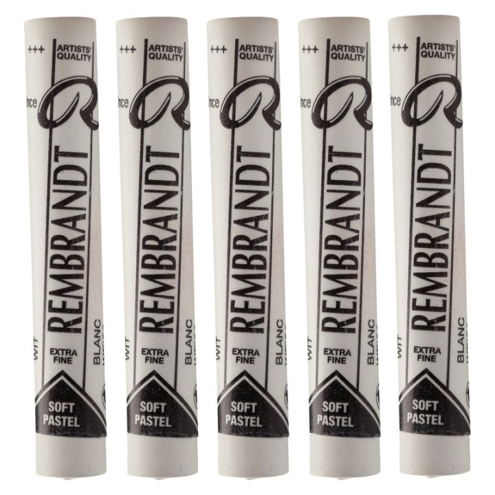 Rembrandt Soft Pastel Single Color Set, White (100.5), 5 Full Sticks