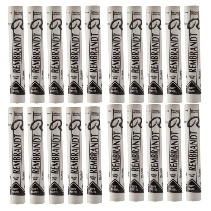 Rembrandt Soft Pastel Single Color Set, White (100.5), 5 Full Sticks Per Pack, 4 Packs
