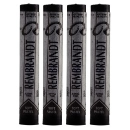 Rembrandt Soft Pastel Single Color Set, Black (700.5), 5 Full Sticks Per Pack, 4 Packs