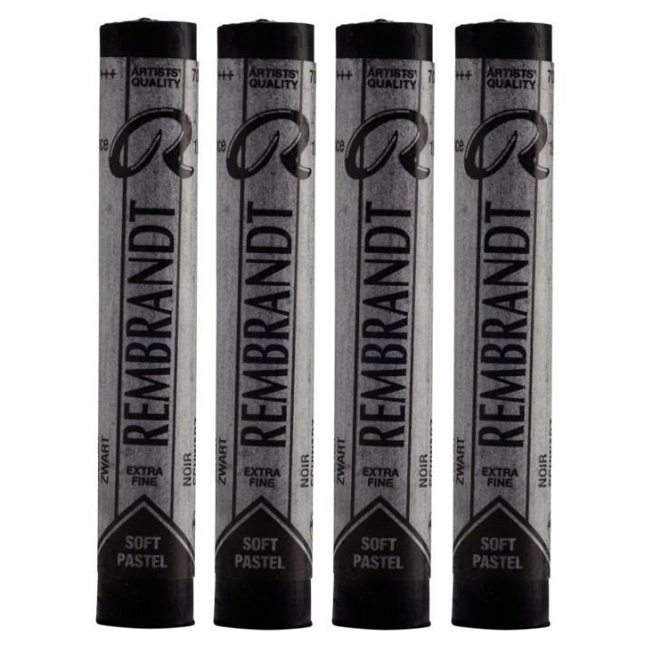 Rembrandt Soft Pastel Single Color Set, Black (700.5), 5 Full Sticks Per Pack, 4 Packs