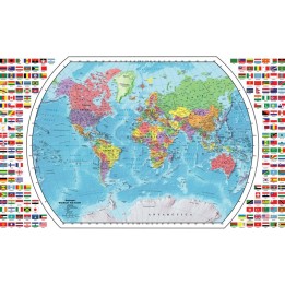 Replogle Globes World Map with Flags, 49"W x 33"H