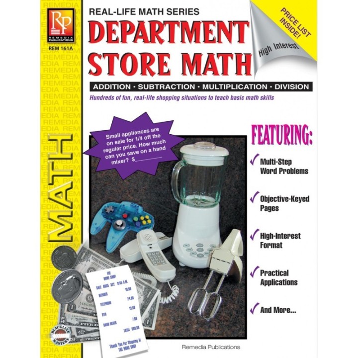 Remedia Publications Department Store Math Activity Book, Grades 4-8