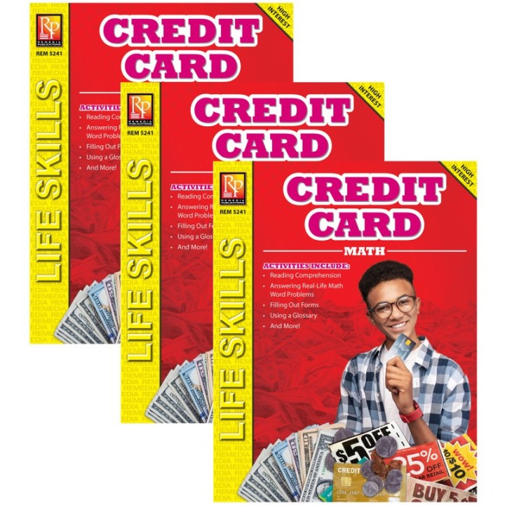 Remedia Publications Credit Card Math: Life Skills Math Series, Pack of 3
