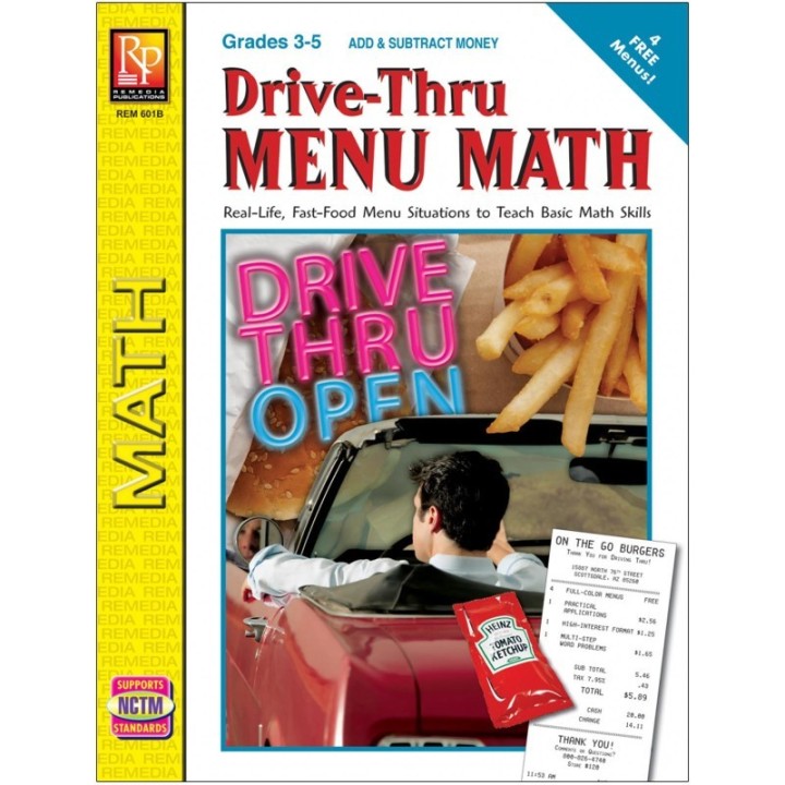 Remedia Publications Drive-Thru Menu Math: Add & Subtract Money