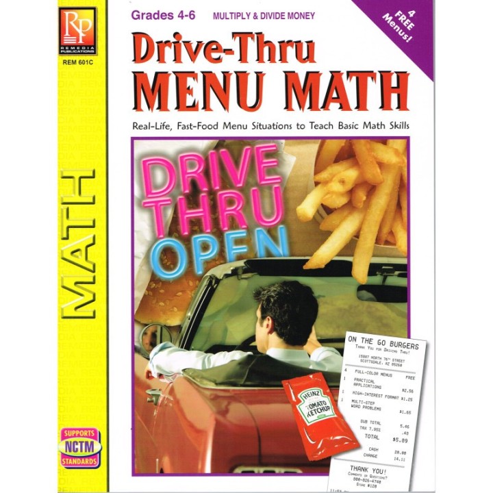 Remedia Publications Drive-Thru Menu Math: Multiply & Divide Money