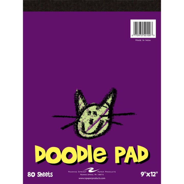 Roaring Spring Paper Products Kid's Doodle Pad, 9" x 12", 80 Sheets