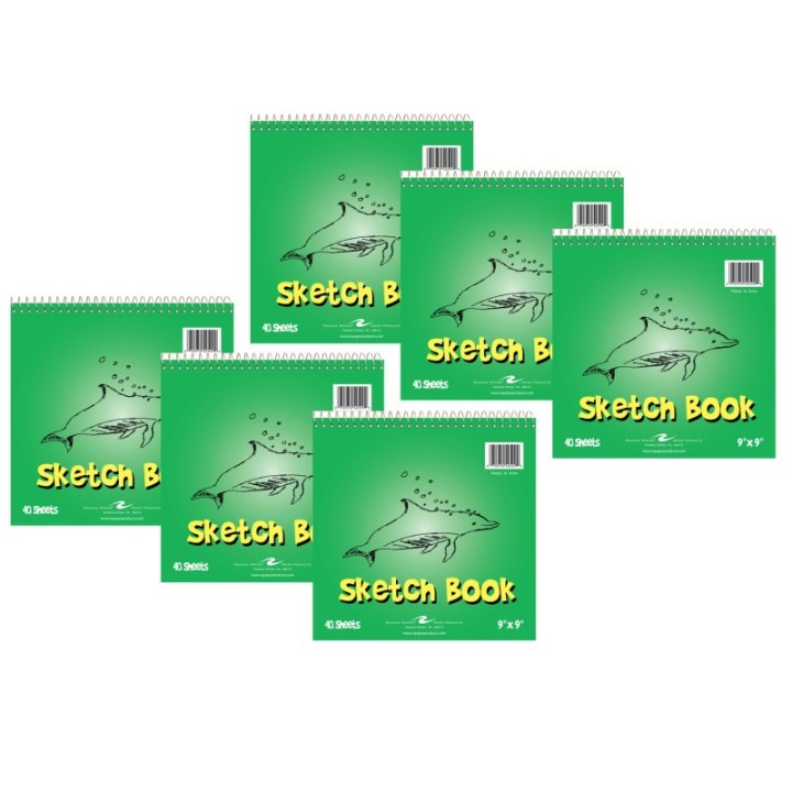 Roaring Spring Paper Products Kid's Sketch Book, 9" x 9", 40 Sheets, Pack of 6